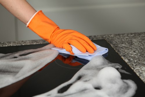 Manager discussing a carpet cleaning complaint follow-up process