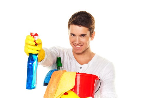Close-up of carpet cleaning process with equipment in use